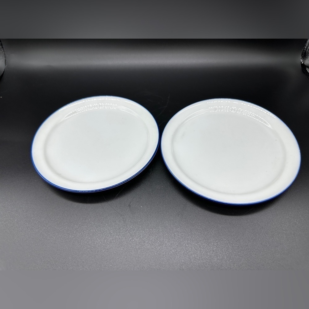 Vtg‎ 6" American Airlines Service Plates Blue White Porcelain Michaud Japan